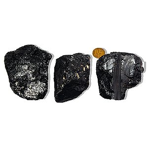 03 Turmalina Preta Pedra Natural 250 a 300g Média 7cm Tipo B Atacado