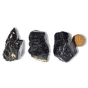 03 Turmalina Preta Pedra Natural 50 a 60g Média 4cm Tipo B Atacado