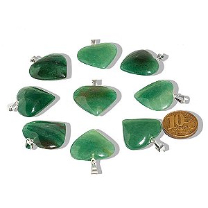 10 Coração VERDE Pedra Quartzo Pingente Banhado Prata