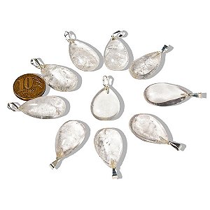 50 Gotas Cristal Pedra Quartzo Pingente Banhado Prata