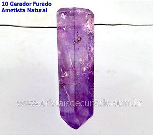 10 Mini Pontinha Gerador AMETISTA Furado Para Pingente de Colar Furo Vazado Lateral Tamanho 2.5  Cm
