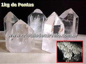 01 Kg Ponta Cristal Lapidado 350g a 2Kg Classe B Atacado (Compra Mínima 2kg)