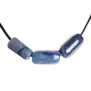 03 Barril Furado Longitudinal Pedra Quartzo Azul 20mm Tipo B