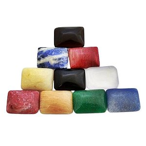 10 Retângulo Cabochão pra Pingente Pedras Mistas Lapidado Calibrado 15 x 20 mm