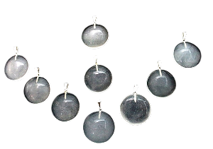 10 Pingente Disco Liso Cristal Opalado Montagem Pino Prateado Atacado
