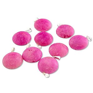 05 Pingente Disco Liso Amazonita Pink Pedra Natural Pino Prateado Atacado