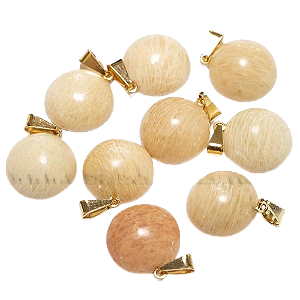 05 Mini Pingente Disco Amazonita Pêssego Montagem Pino Dourado Atacado