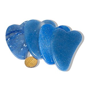 05 Massageador Gua Sha Quartzo Azul Pedra Natural 50g 70mm