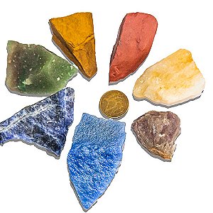 50 Kit 7 Chakras Pedra Bruto Natural Tamanho 5 cm ATACADO