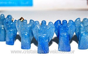 10 Anjo Pingente Pedra Quartzo Azul Pino Dourado AP6652