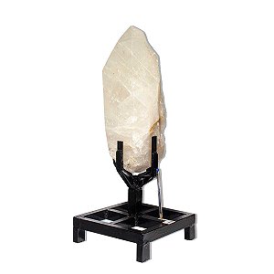 Pedra Quartzo Cristal Ponta Retificada Com Base 16,1Kg 62cm