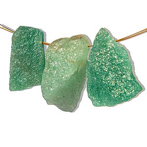 03 Cascalho Quartzo Verde Furo Vazado Artesanato 20 a 30mm