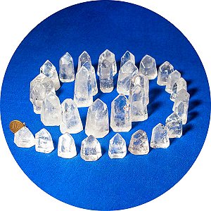 50 Ponta Cristal Polido Liso Natural Média 40mm Classe B