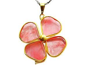 10 Pingente Trevo Cherry Rosa Trevinho da Sorte Montagem Dourado