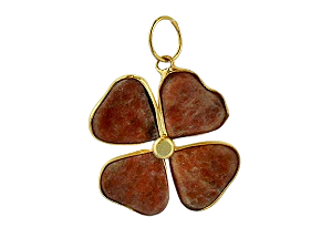 10 Pingente Trevo 4 Folhas Quartzo Cereja Pedra Natural Dourado