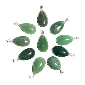 50 Gotas Pedra Quartzo Verde Pingente Banhado Prata