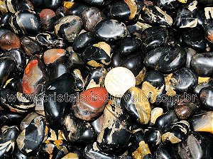 1 kg Ônix Preto Rolado Pedra Natural M 20 a 35mm Tipo A