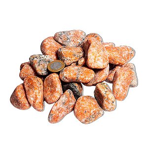1Kg Calcita Laranja Cascalho Batido Pedra Areia 3 a 8mm