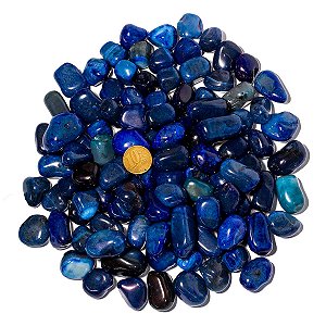1 Kg Ágata Azul Pedra Rolada P Extra 10 a 20mm