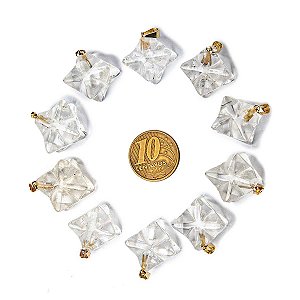 10 Pingente Merkabah Cristal Extra Pino Dourado Atacado