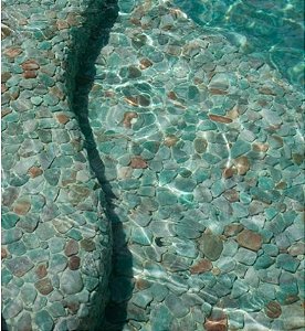 Pedra Rolado Quartzo Verde 30 a 45 mm Pra Revestimento de Piscina 1 Tonelada Atacado