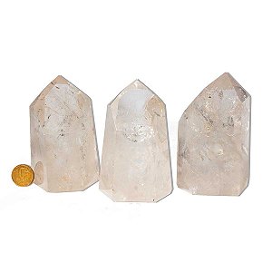 01 Kg Ponta Cristal Lapidado Natural 350 a 600g Classe B Atacado