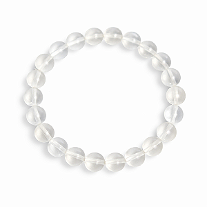 Pulseira Bolinha 8mm Pedra Cristal Natural Rolada Silicone