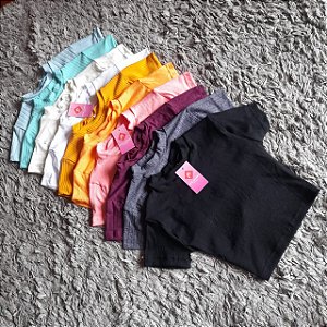 KIT 3 CROPPED MANGA CURTA