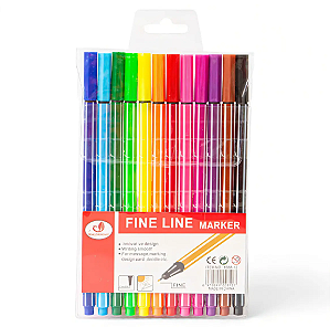 Kit 12 Canetas Coloridas Ponta Fina 0.4 Fine Line