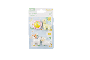 BORRACHA CARTELA ANIMAIS FLOR C/ 4 PÇS