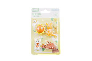 BORRACHA CARTELA ANIMAIS SOL C/ 4 PÇS