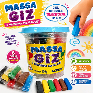 MASSA GIZ 100G C/6 CORES ACRILEX