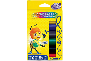GUACHE BASTÃO C/6 CORES ACRILEX