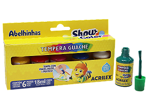 TEMPERA GUACHE 6 CORES 18 ML SHOWCOLOR TAMPA C/PINCEL ACRILEX