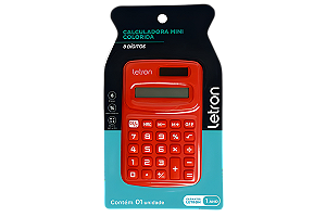 CALCULADORA 8 DIGITOS COLORIDA VERMELHA LEO E LEO