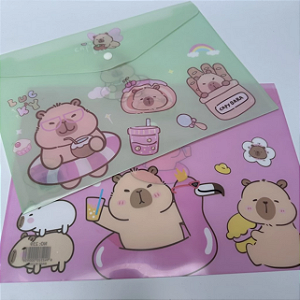 PASTA PLASTICA COLORIDA CAPIVARA - A4 ( UNIDADE - MODELOS DIVERSOS)