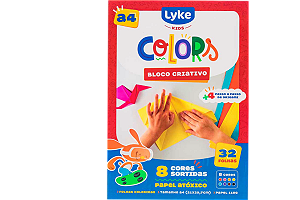 BLOCO CRIATIVO- 32 FLS 110GRS 8 CORES + 4 FLS ORIGAME LYKE