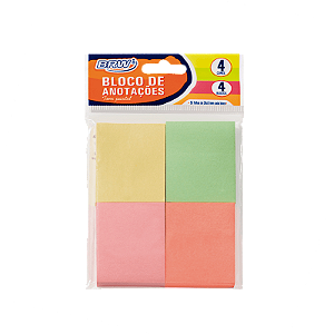 BLOCO SMART NOTES 38X51MM- COLORIDO PASTEL - 50FLS - 4BLOCOS BRW