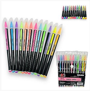 KIT CANETA NEON COLOR C/12 CORES PASTEIS
