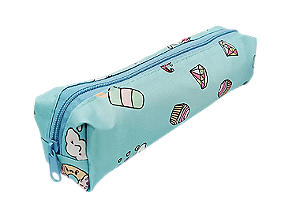 ESTOJO ESC. TUBO QUADRADO UNICORNIO AZUL CLARO KAZ