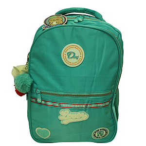MOCHILA POMPOM VERDE AGUA
