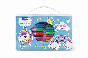 MALETA PARA COLORIR COM 42 PECAS UNICORNIO
