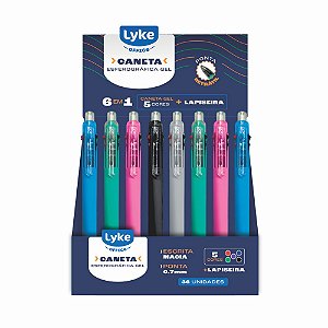 CANETA ESF 6 EM 1 5 CORES + LAPISEIRA  0.7mm UNIDADE LYKE