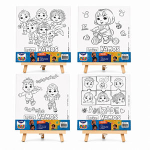 Tela Pintura 25x30cm - Canvas + 6 cores tinta acrilica 3ml + pincel UNIDADE LYKE