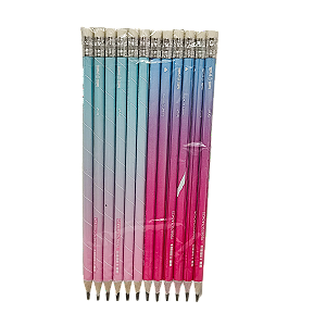 LÁPIS HB ESTAMPADO TUTTI FRUTTI - RESINA PLÁSTICA REDONDO COM BORRACHA KIT C/12 UNIDADES BRW