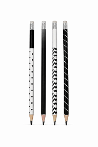 LÁPIS HB ESTAMPADO BLACK - RESINA PLÁSTICA REDONDO COM BORRACHA UNIDADE