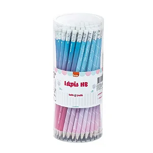 LÁPIS HB ESTAMPADO TUTTI FRUTTI - RESINA PLÁSTICA REDONDO COM BORRACHA POTE C/72 UNI BRW