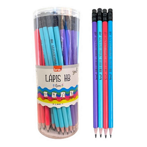 LAPIS HB NEON DE RESINA PLÁSTICA REDONDO COM BORRACHA POTE C/72UNI  BRW
