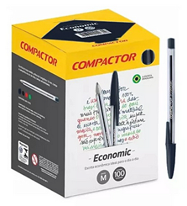 CANETA ESFEROGRAFICA ECONOMIC PRETA COMPACTOR CX 50UN