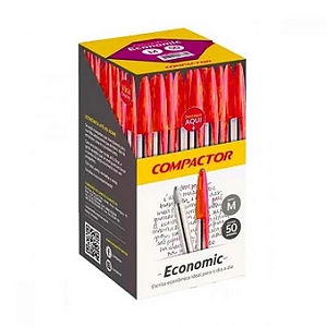 CANETA ESFEROGRAFICA ECONOMIC VERMELHA COMPACTOR CX 50UN